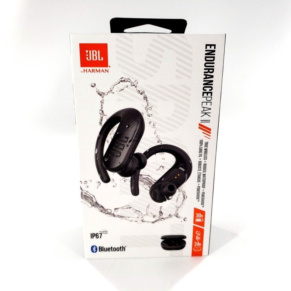 JBL Endurance Peak II Wireless Ear-Hook True Wireless Earbuds Black New Sealed